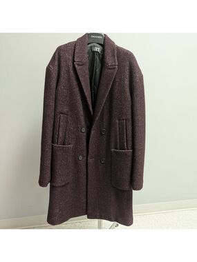 Simons Deep Burgundy Double-Breasted Pea Coat